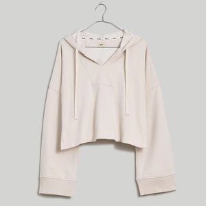 Madewell Terry Drawstring Crop Hoodie Sweatshirt ivory L large NWT
